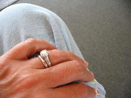 Solitaire with clearance plain wedding band